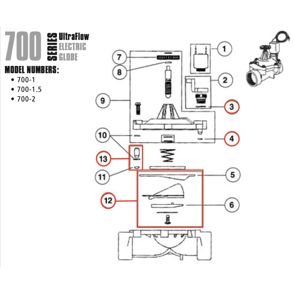 Irritrol 700 series valve repair kit